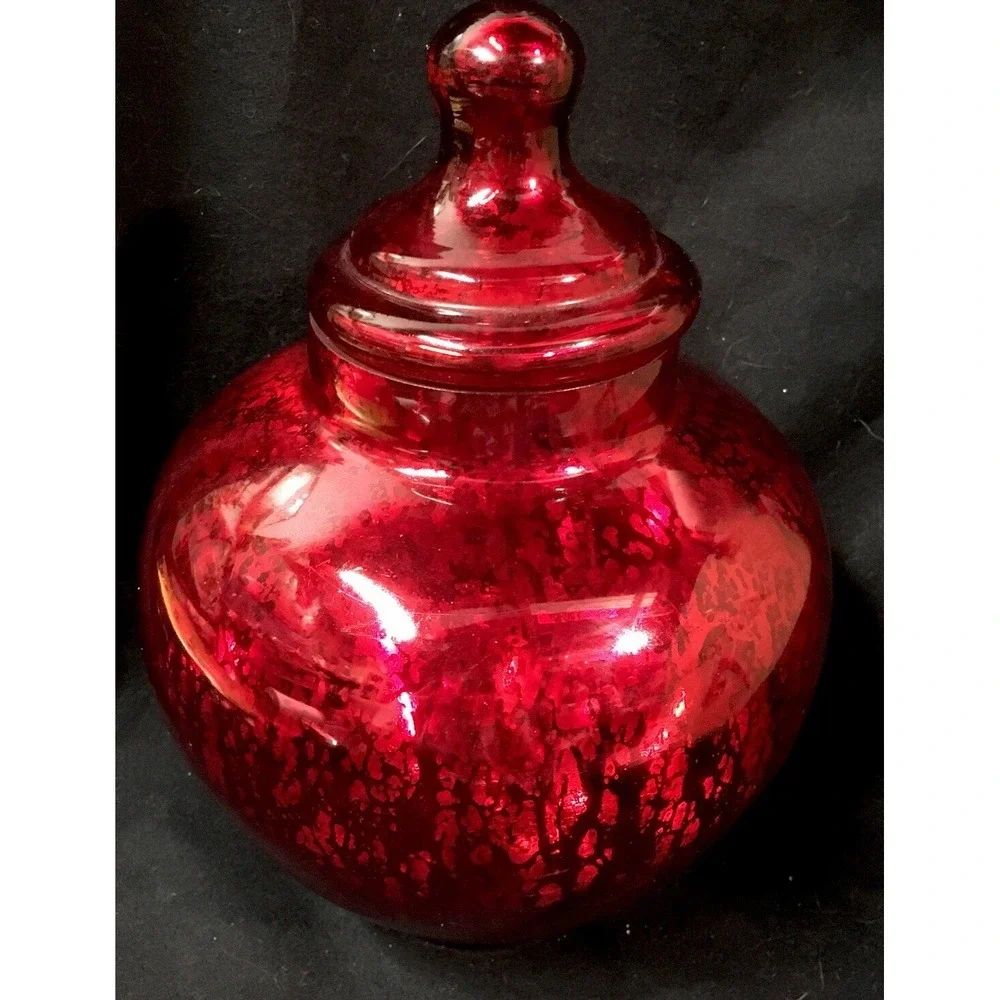 Red Mercury Glass Vase With Lid‎ Holiday Decor 9